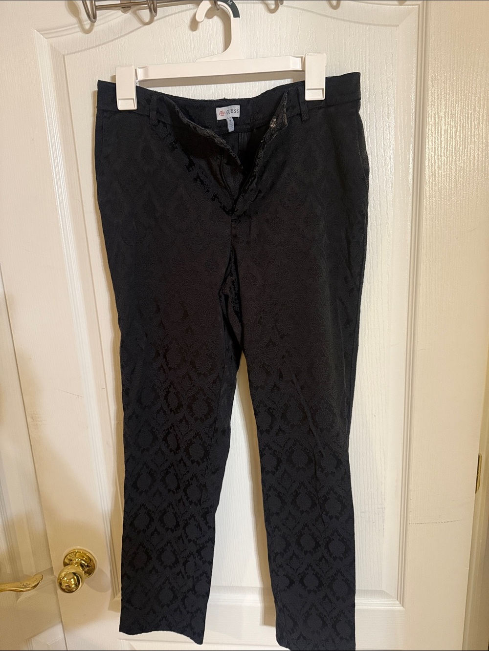 GUESS Black Textured Women's Trousers